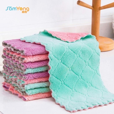 250gsm Quick Dry 30x30cm Kitchen Cleaner Cloth Household Soft Coral Fleece