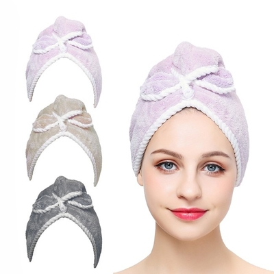 Fluffy Coral Fleece Microfiber Turban Towel 25x65cm Quick Dry