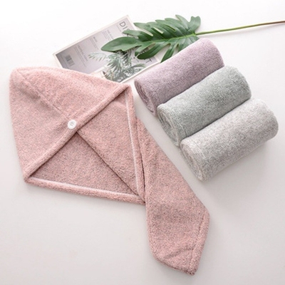 Bamboo Charcoal 25x65cm Hair Turban Towel Wrap For Wet Hair Drying