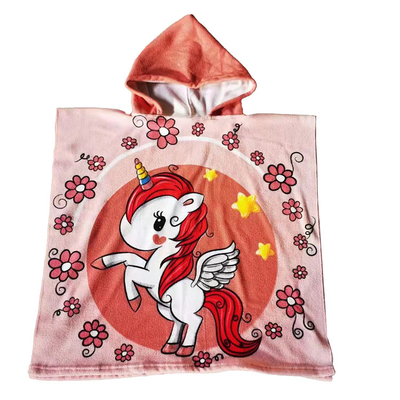 Kids 60x120cm Sand Free Hooded Towel Poncho Organic For Baby