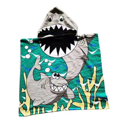 Kids 60x120cm Sand Free Hooded Towel Poncho Organic For Baby