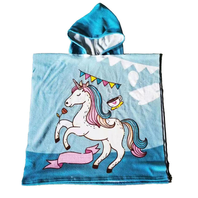 Kids 60x120cm Sand Free Hooded Towel Poncho Organic For Baby