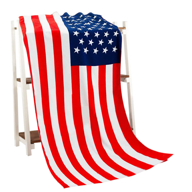 200gsm Microfibre Beach Towel Two Sides Printed Flag Promotional For Travel
